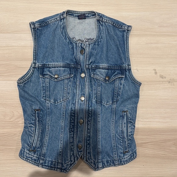 Harley-Davidson Jackets & Blazers - Vintage Harley Davidson Denim Jean Biker Vest 90s look. Made in Canada.